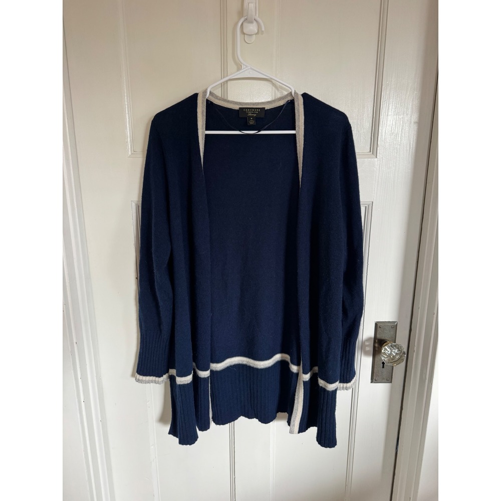 Charter Club Cashmere navy open cardigan sweater size medium
